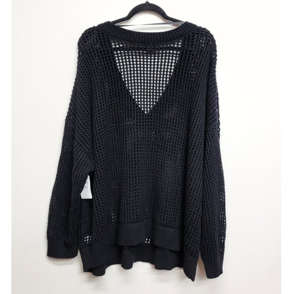 NWT Torrid 3 Black Open Stitch V-Neck Pullover Sweater 3X 22 24 - Picture 7 of 12